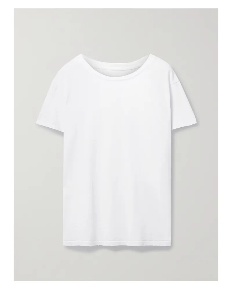 Nili Lotan Brady Distressed Cotton-jersey T-shirt - White White