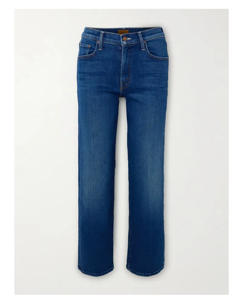 Mother The Rambler Zip Halbhohe Stretch-jeans Blau