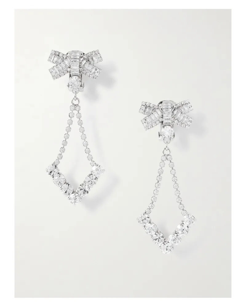 Alessandra Rich Silver-tone Crystal Clip Earrings Silver