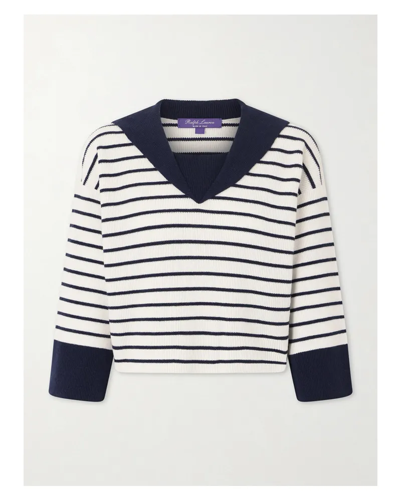 Ralph Lauren Pullover Aus Gestreiftem Kaschmir - Blau Blau