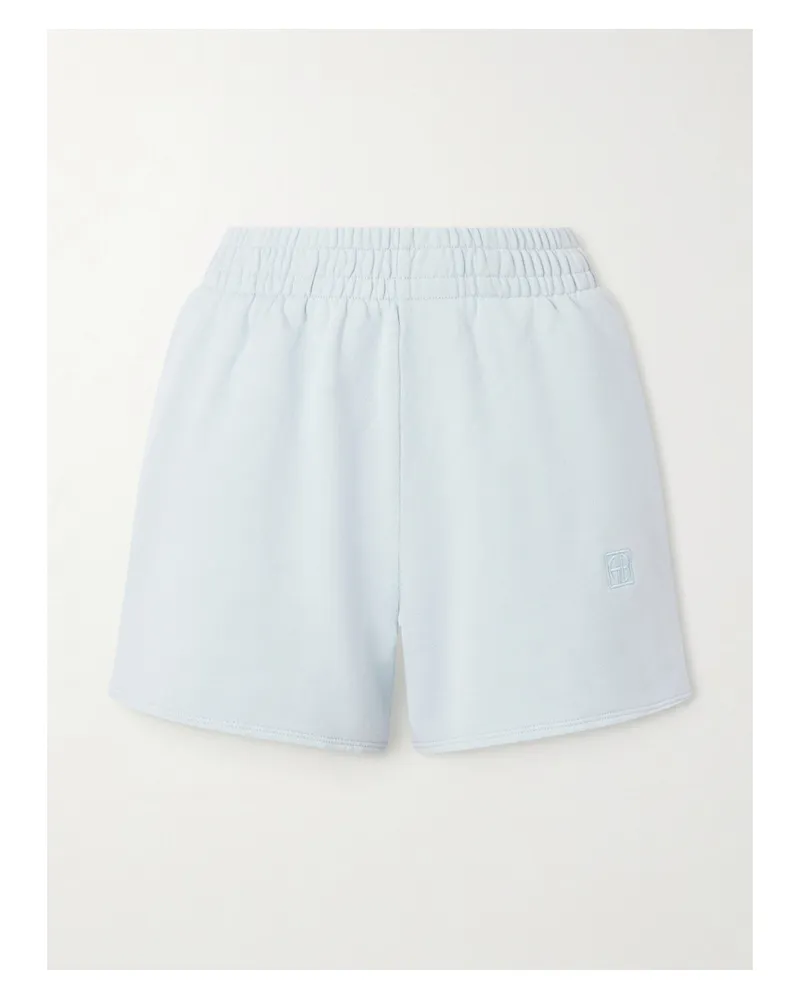 Anine Bing Kam Embroidered Cotton-jersey Shorts - Blue Blue