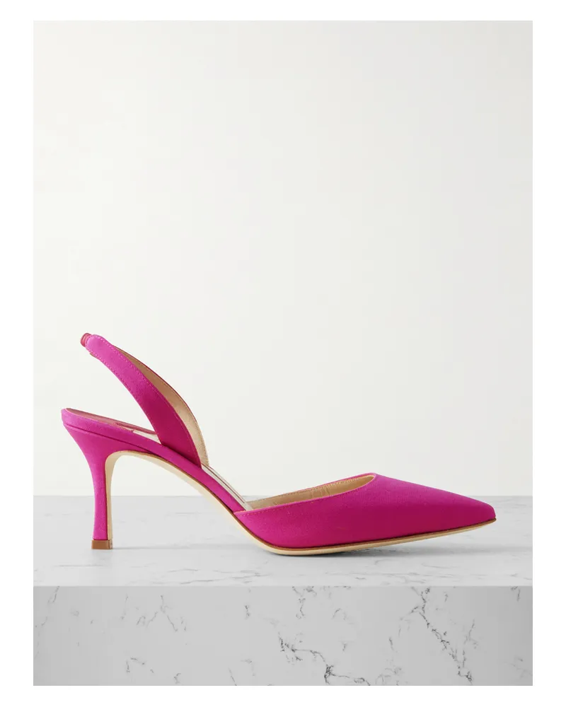 Manolo Blahnik Carolyne 70 Slingback-pumps Aus Crêpe De Chine Aus Seide - Pink Pink