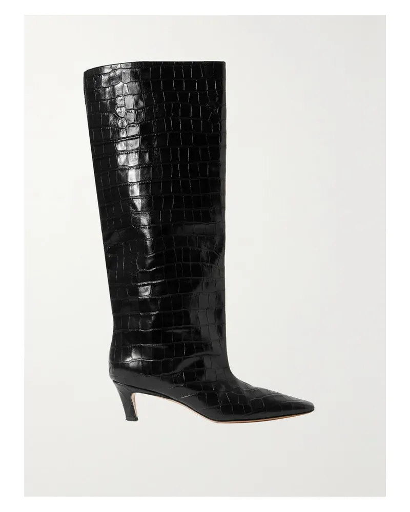 Totême Kniehohe Stiefel Aus Leder Mit Krokodileffekt - Schwarz Schwarz