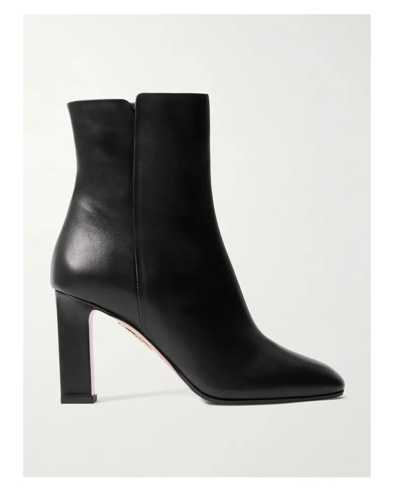 Aquazzura Sellier 85 Leather Ankle Boots - Black Black