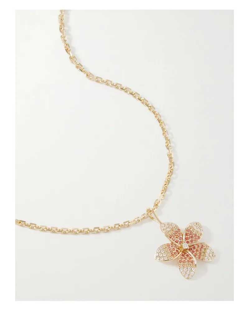 Sydney Evan Large Plumeria Kette Aus 14 Karat Gold Mit Diamanten Und Saphiren Gold