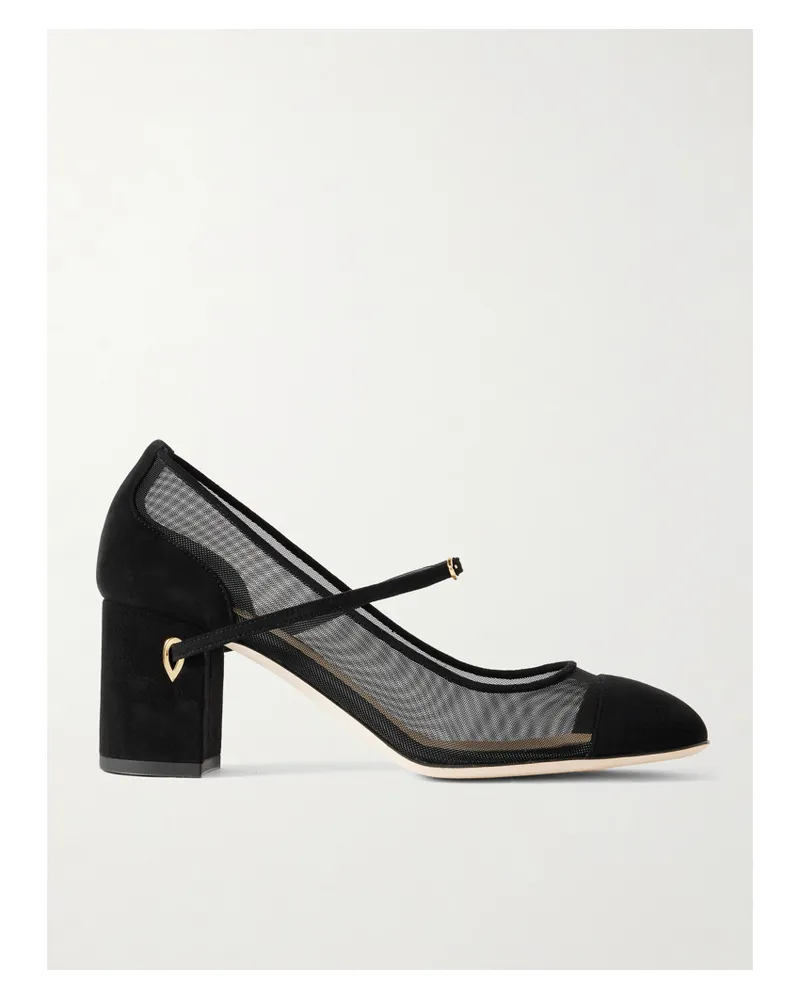 Jennifer Chamandi Paolo 65 Pumps Aus Mesh Und Veloursleder - Schwarz Schwarz