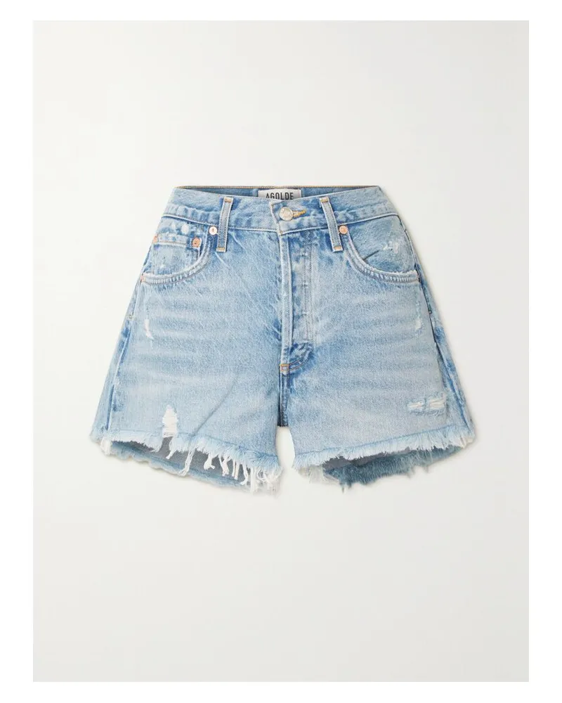 AGOLDE Parker Jeansshorts In Distressed-optik - Blau Blau