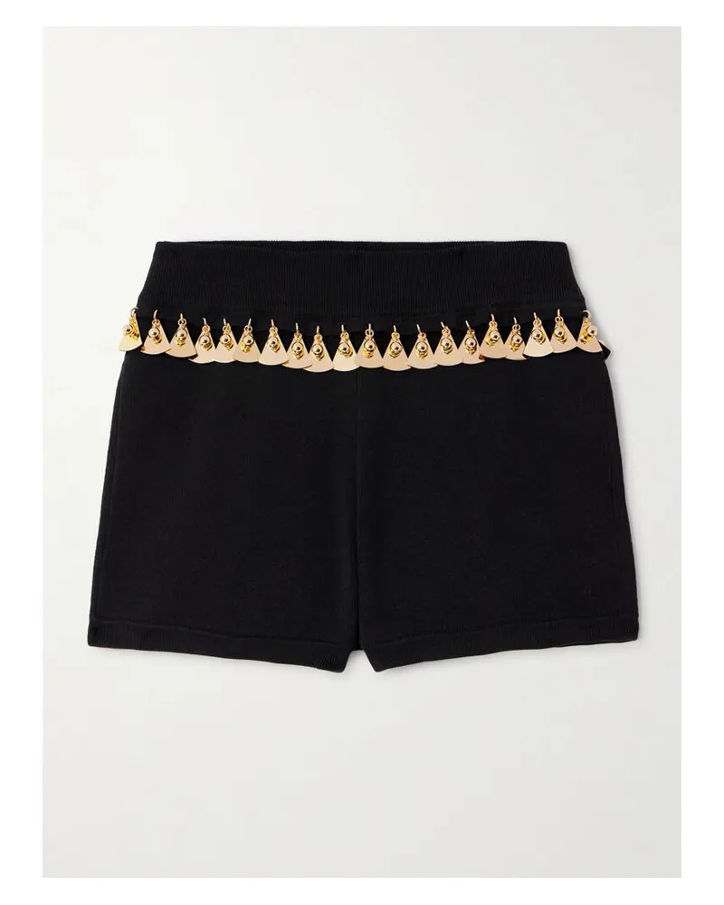 Paco Rabanne Shorts Aus Einer Seiden-baumwollmischung Mit Stretch-anteil Und Verzierungen - Schwarz Schwarz