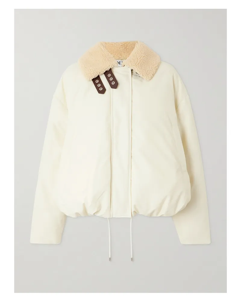 Loewe Jacke Aus Shell Aus Einer Baumwollmischung Mit Shearling-besatz - Elfenbein Elfenbein