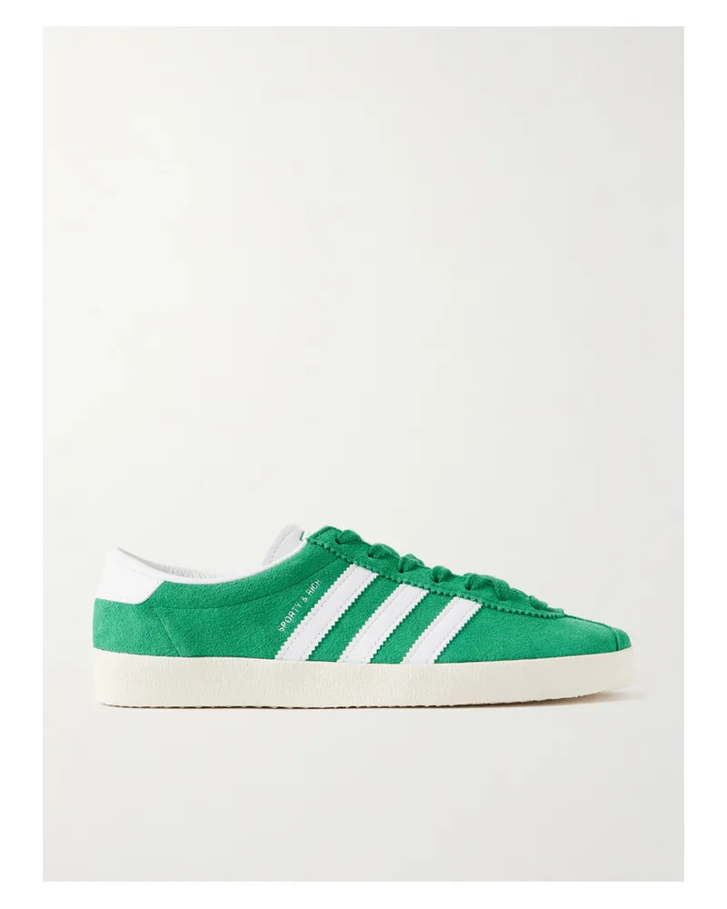 adidas Sporty & Rich Blanc Sneakers Aus Veloursleder Mit Lederbesätzen Und Verzierung - Grün Grün