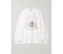 Oversized-sweatshirt Aus Recyceltem Biobaumwoll-jersey Mit Print - Weiß
