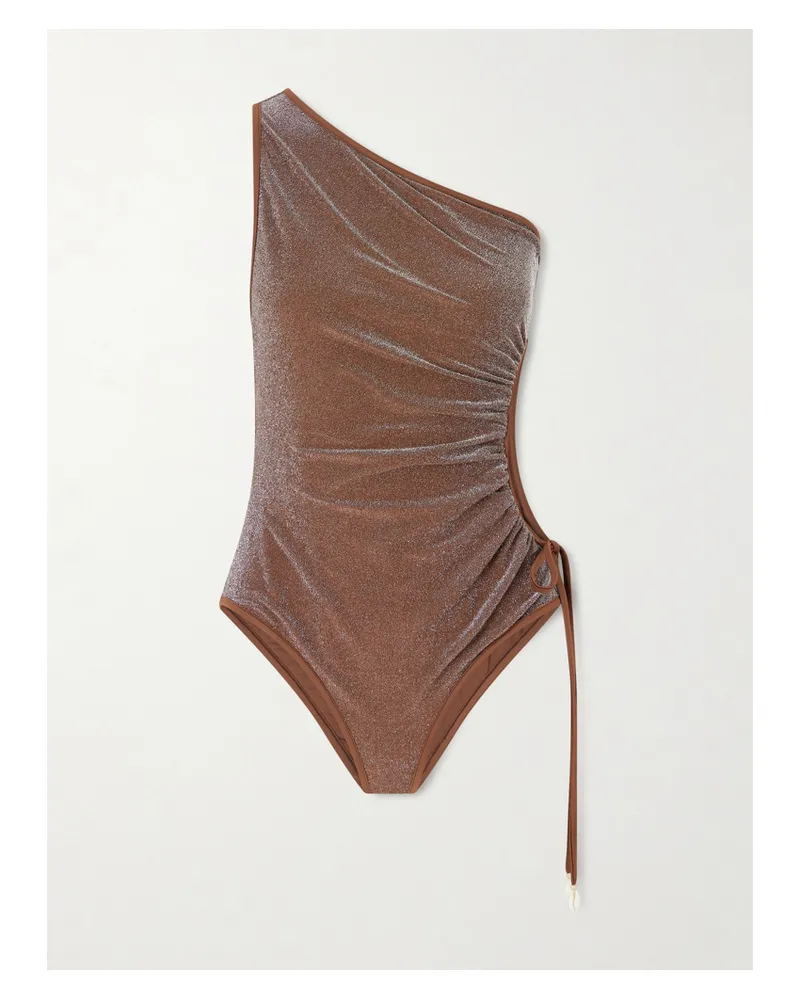 Johanna Ortiz Whispering Metallic Recycled Lurex Swimsuit - Brown Brown