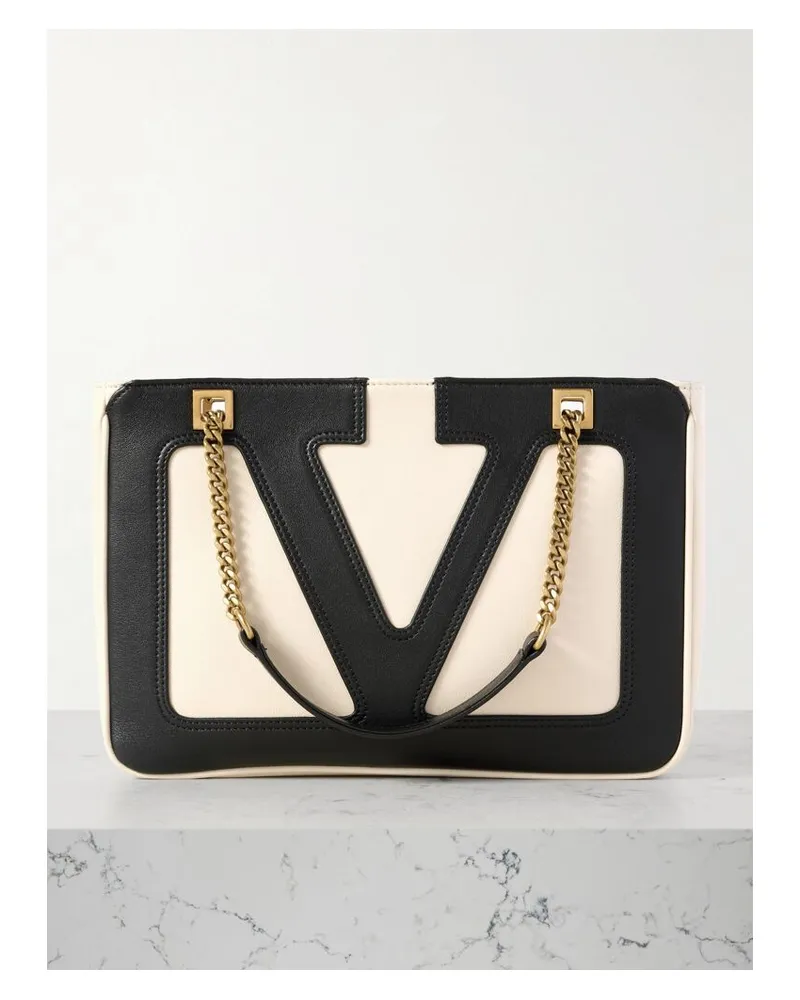 Valentino Garavani Viva Superstar Kleine Zweifarbige Schultertasche Aus Leder - Wollweiß Wollweiß