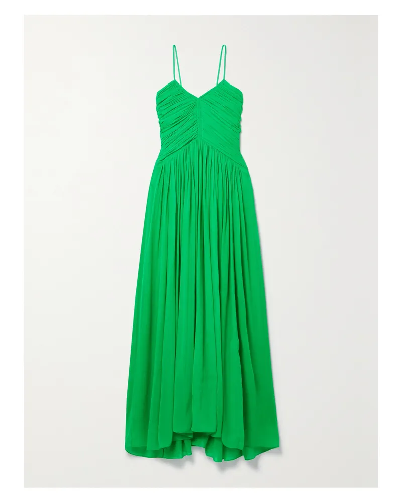 A.L.C. Rumi Midikleid Aus Seidenchiffon In Knitteroptik Mit Raffungen - Grün Grün