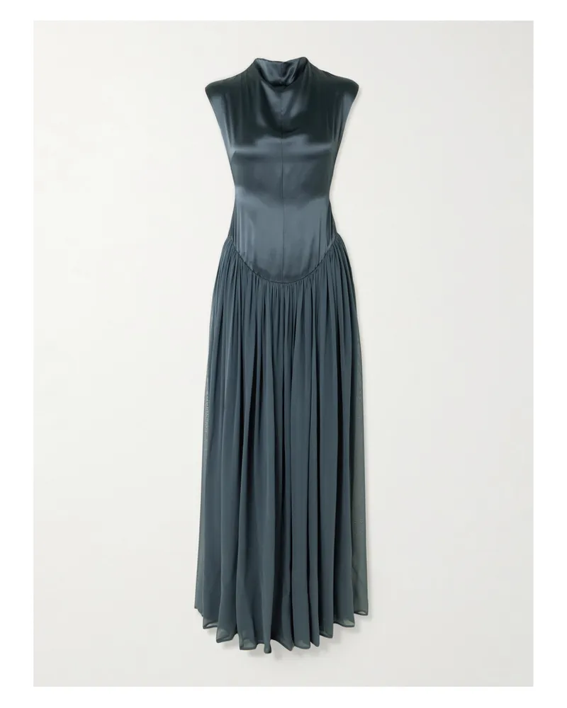 TOVE Sabi Gathered Silk-satin And -chiffon Gown - Gray Gray