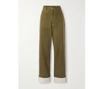 Hoch Sitzende Jeans Mit Weitem Bein Und Applikationen - Grün