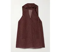 Alla Neckholder-tanktop Aus Seidenchiffon Mit Polka-dots - Burgunder