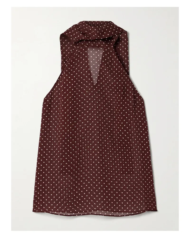 Nili Lotan Alla Neckholder-tanktop Aus Seidenchiffon Mit Polka-dots - Burgunder Burgunder