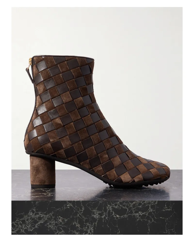 Bottega Veneta Atomic Intrecciato Leather Ankle Boots - Brown Brown