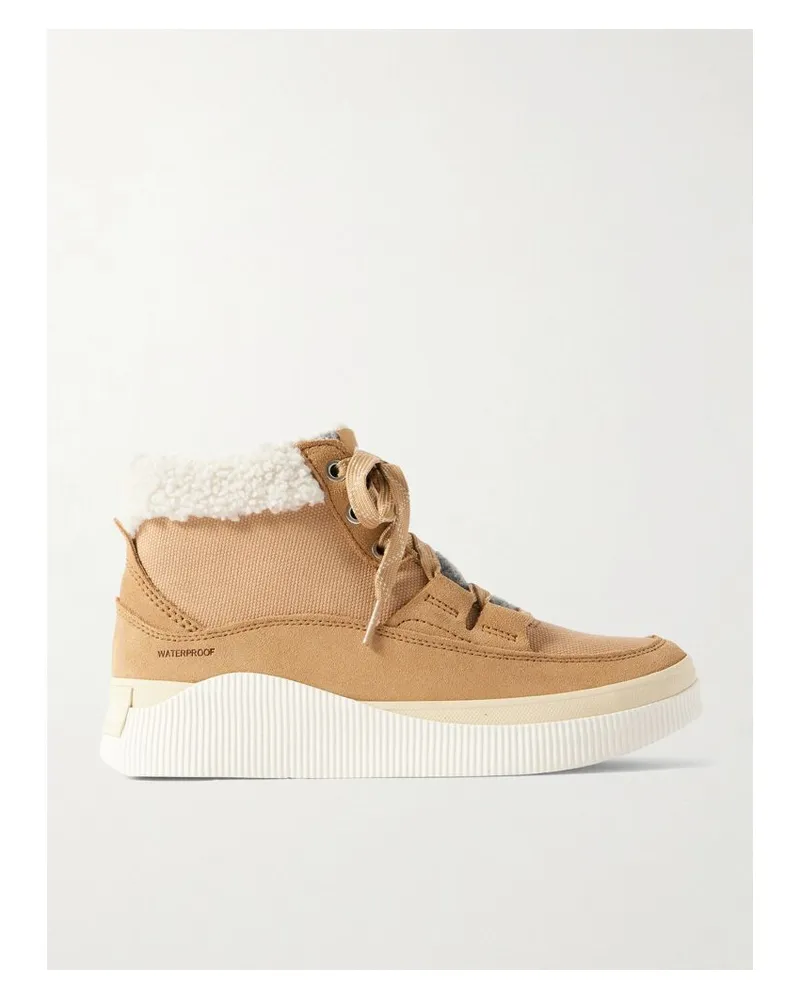 Sorel Out 'n About Iv Schnürschuhe Aus Veloursleder Und Canvas Mit Besätzen Aus Filz Und Shearling-imitat - Braun Braun