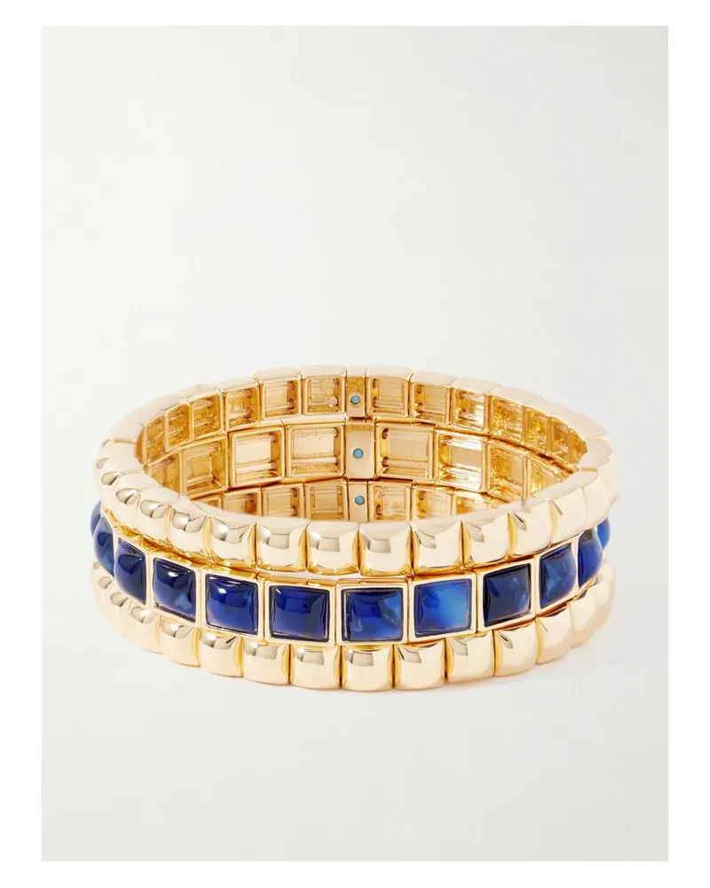 Roxanne Assoulin The Puffy Stud Set Aus Drei Goldfarbenen Armbändern Gold