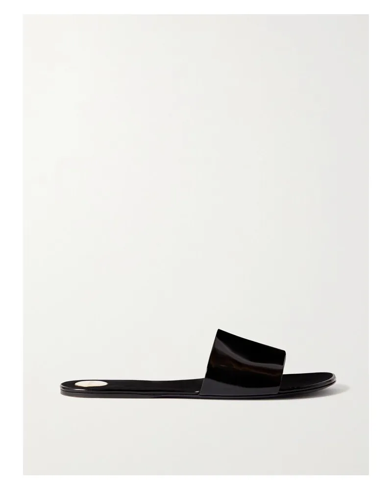 Saint Laurent Carlyle Pantoletten Aus Lackleder - Schwarz Schwarz