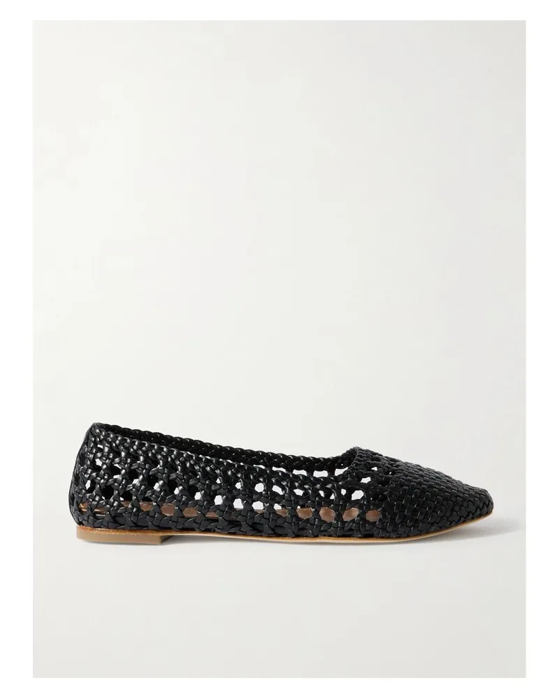 STAUD Nell Ballerinas Aus Geflochtenem Leder - Schwarz Schwarz
