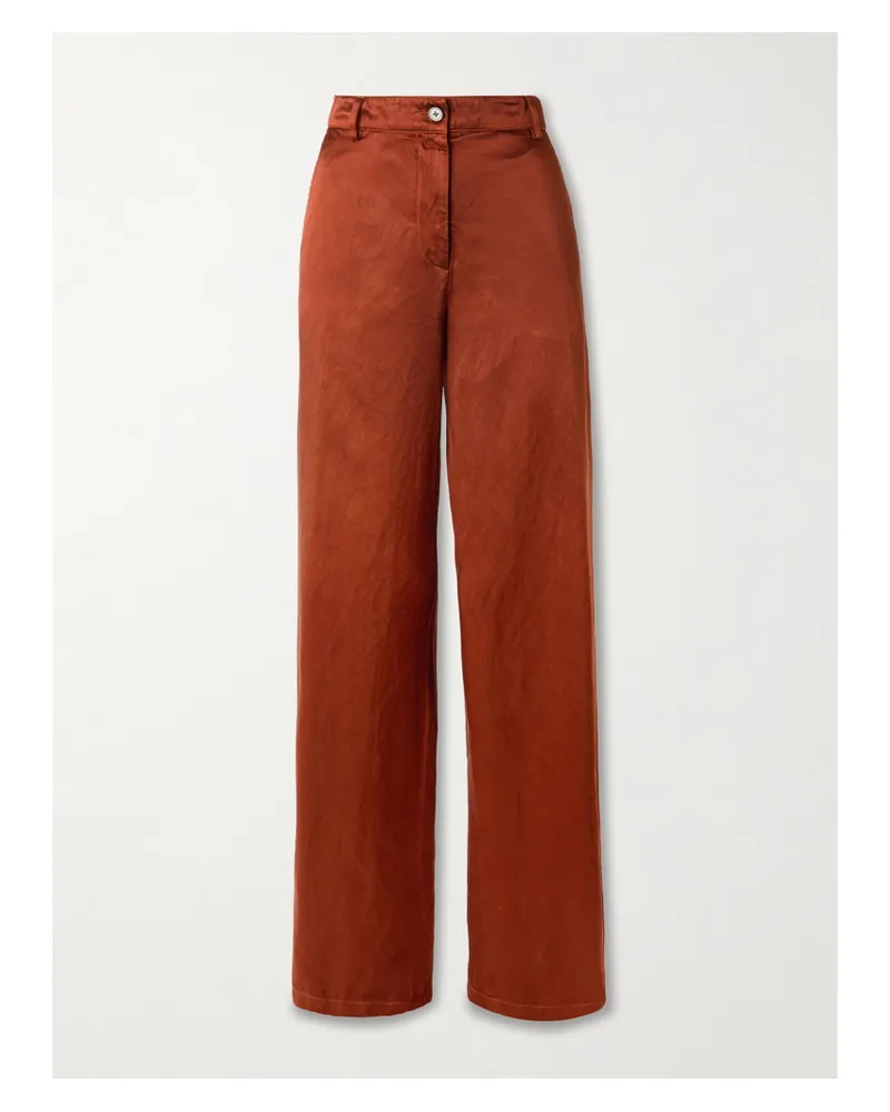 Dries van Noten Hose Mit Weitem Bein Aus Twill - Orange Orange