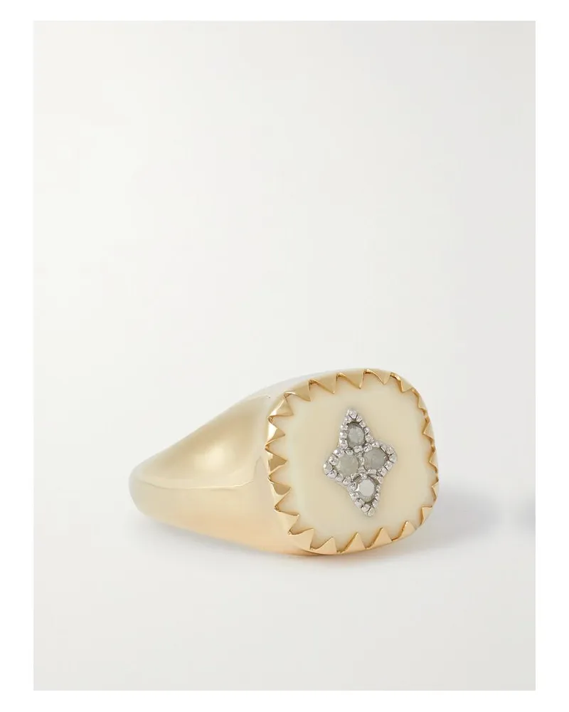 Pascale Monvoisin Pierrot Ring Aus 9 Karat Gold Mit Bakelit® Und Diamanten Gold