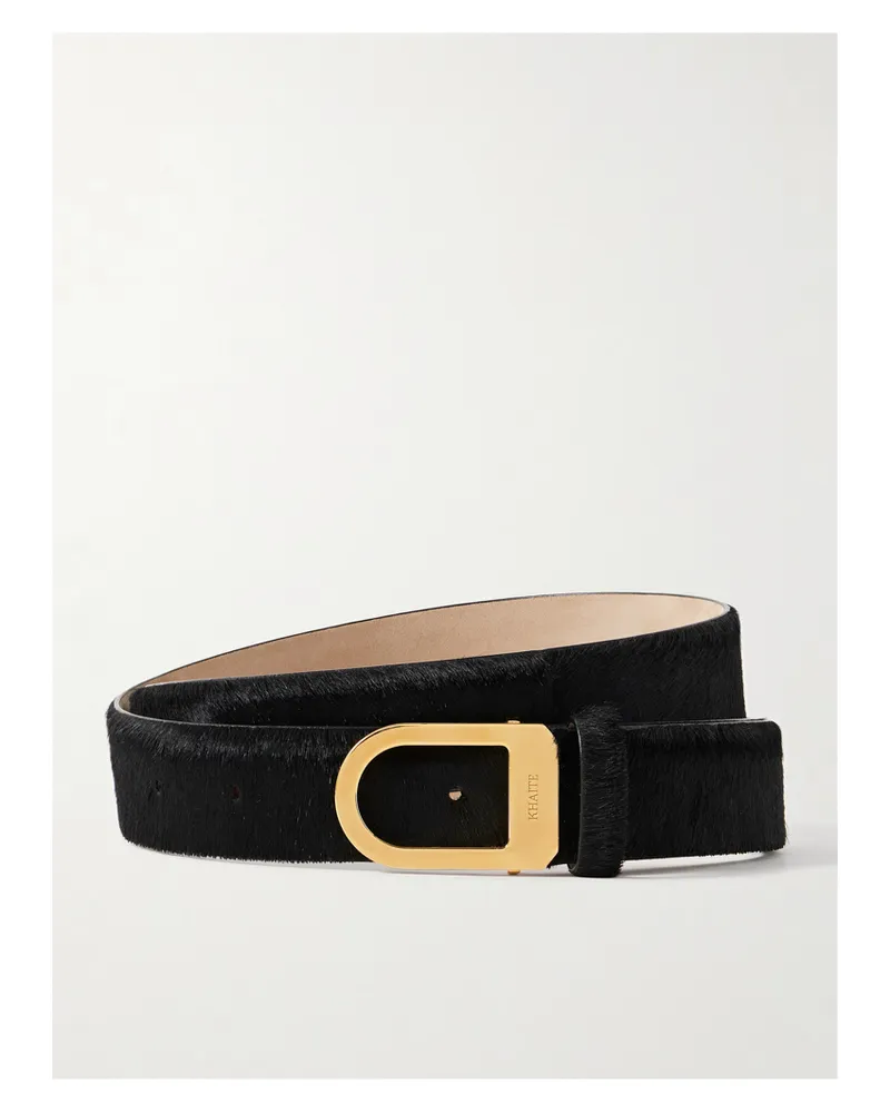 KHAITE Saddle Calf Hair Belt - Black Black