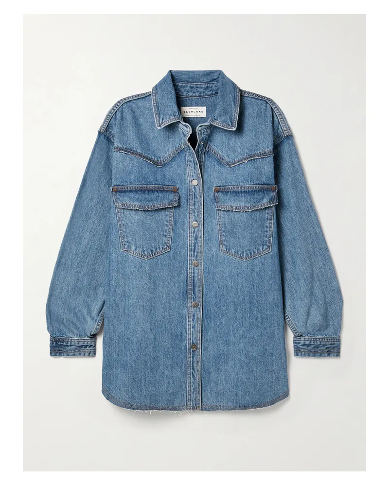 SLVRLAKE Net Sustain Western Jeanshemd Aus Bio-denim Mit Fransen - Blau Blau