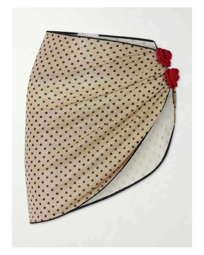 Oséree Lumière Pareo Aus Stretch-lurex® Mit Polka-dots Und Applikationen - Gold Gold