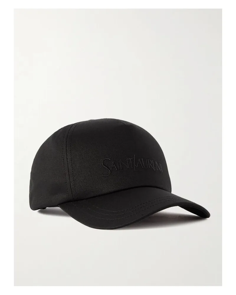 Saint Laurent Baseballkappe Aus Gabardine Aus Einer Baumwoll-leinenmischung Mit Stickerei - Schwarz Schwarz