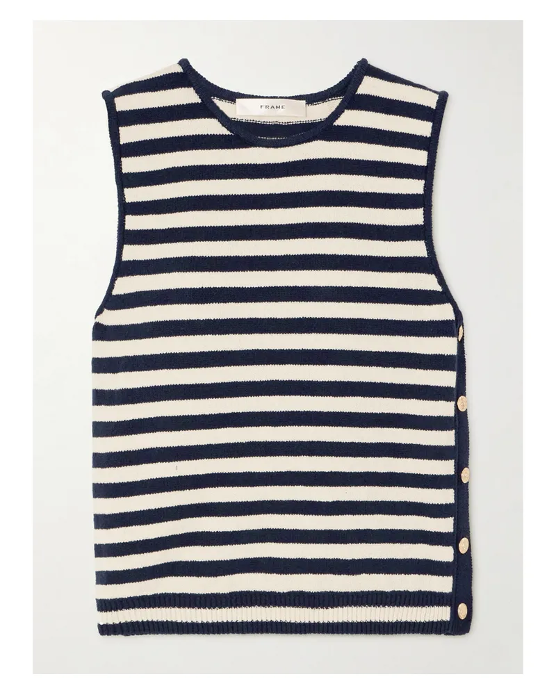 Frame Denim Mariner Tanktop Aus Gestreiftem Frottee Aus Einer Baumwollmischung - Blau Blau