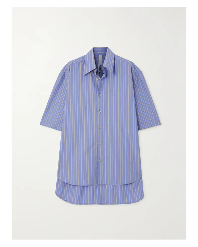 Petar Petrov Linae Oversized-hemd Aus Gestreifter Baumwollpopeline - Blau Blau