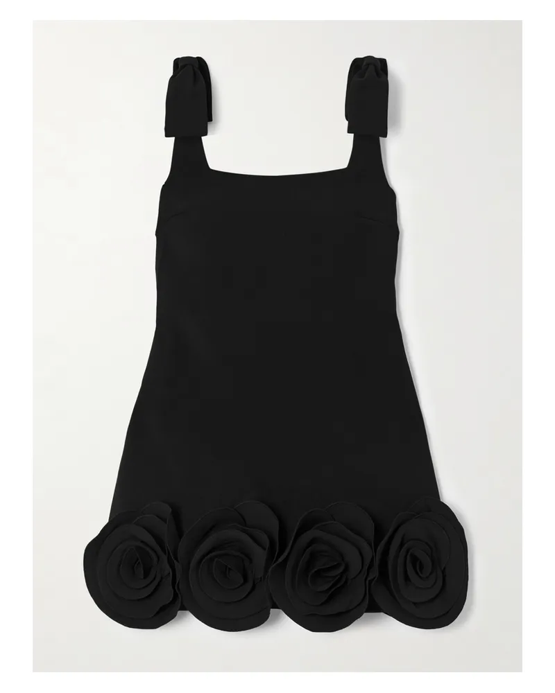 Self-Portrait Minikleid Aus Crêpe Mit Applikationen - Schwarz Schwarz