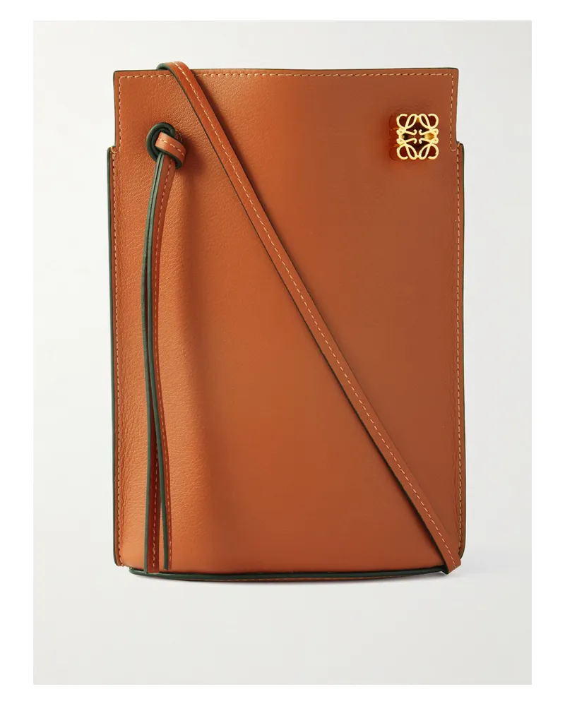 Loewe Dice Pocket Embellished Leather Shoulder Bag - Brown Brown