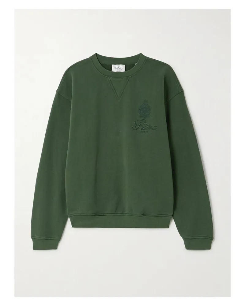Frame Denim Ritz Paris Sweatshirt Aus Jersey Aus Einer Baumwollmischung Mit Stickereien - Grün Grün