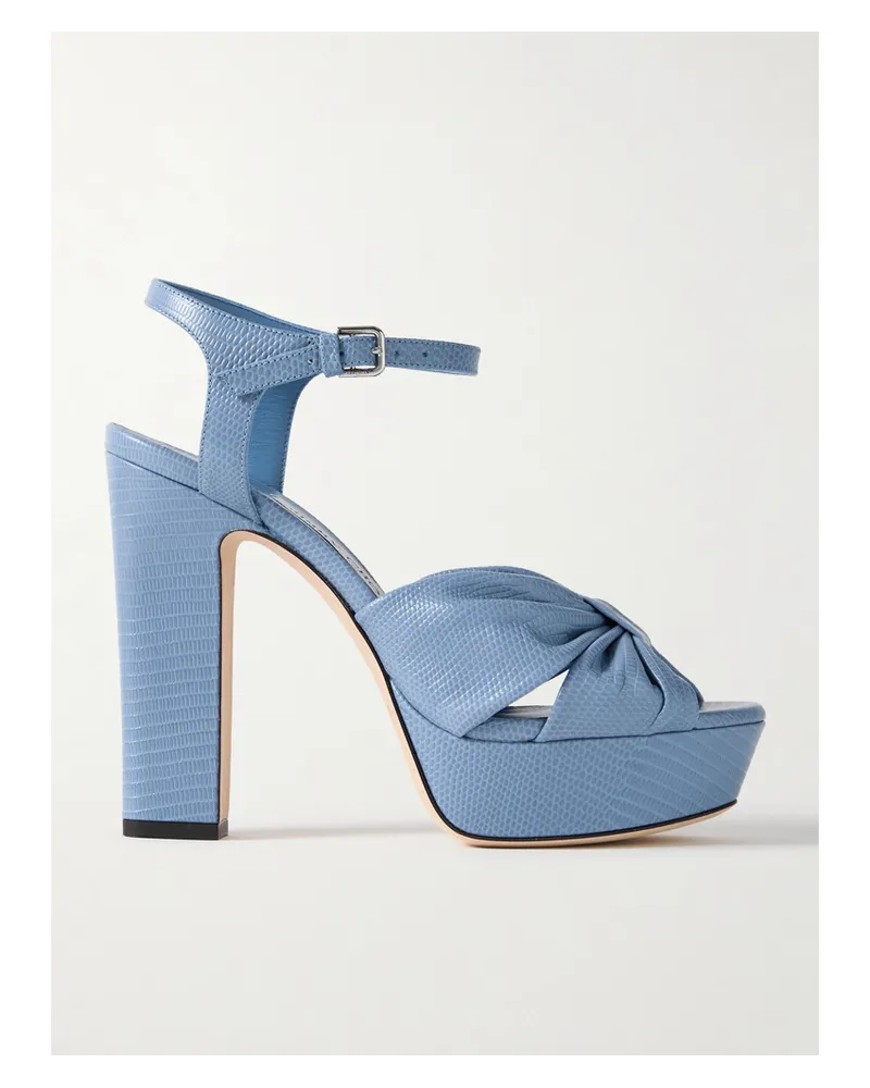 Jimmy Choo Heloise 120 Plateausandalen aus Leder Blau