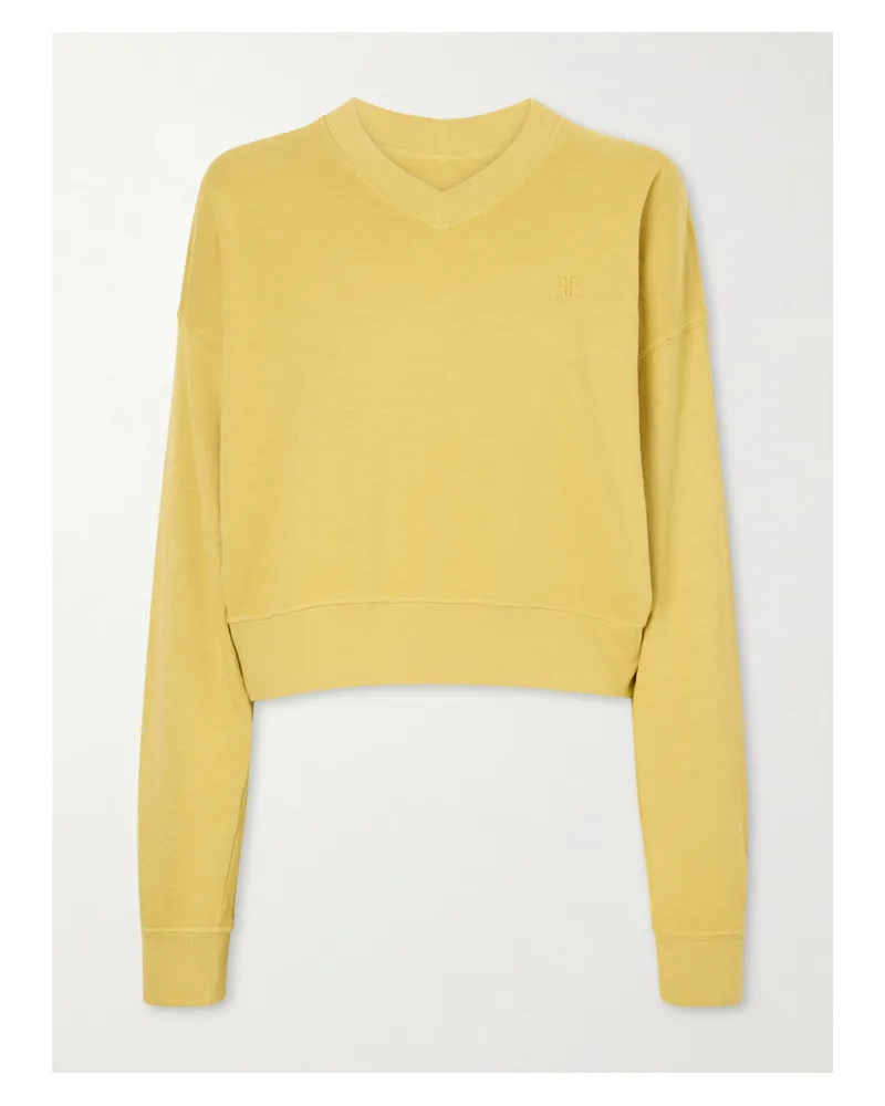 ÉTERNE Cropped Cotton-jersey Sweater - Yellow Yellow
