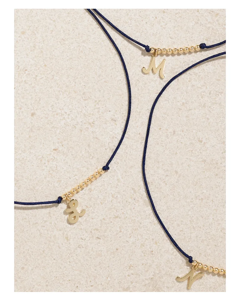 Sydney Evan Initial 14-karat Gold And Cord Bracelet - Blue Blue