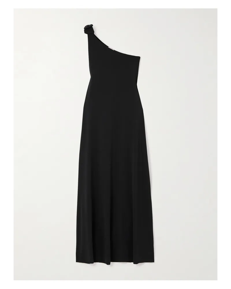 Eres Miss One-shoulder Bow-detailed Jersey Midi Dress - Black Black