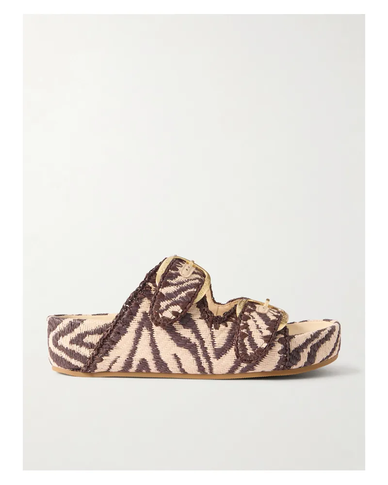 Loeffler Randall Nico Striped Raffia Sandals - Multi Multi