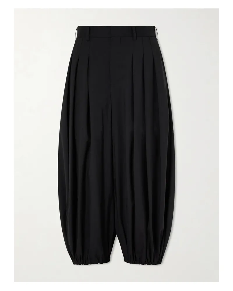 Comme des Garçons Wool Wide-leg Tapered Pants - Black Black