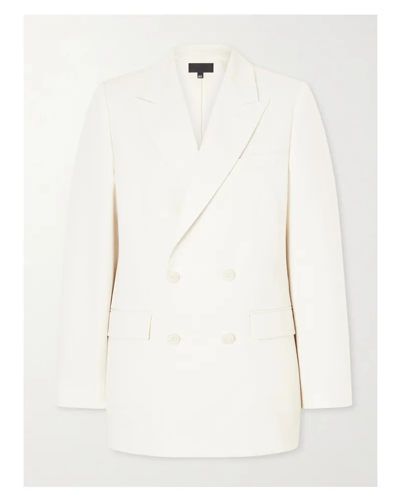 Nili Lotan Weston Double-breasted Wool-gabardine Blazer - Neutrals Neutrals