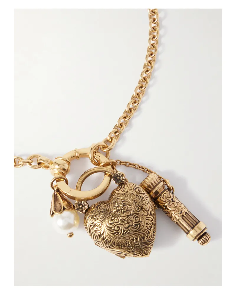 Chloé Goldfarbene Kette Mit Kunstperle Gold