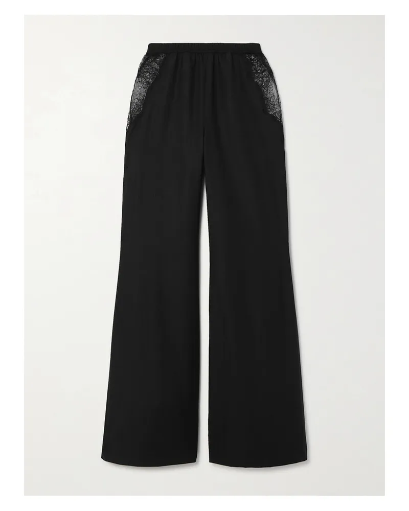 Gabriela Hearst Enrica Hose Mit Weitem Bein Aus Kaschmir Mit Spitzenbesätzen - Schwarz Schwarz