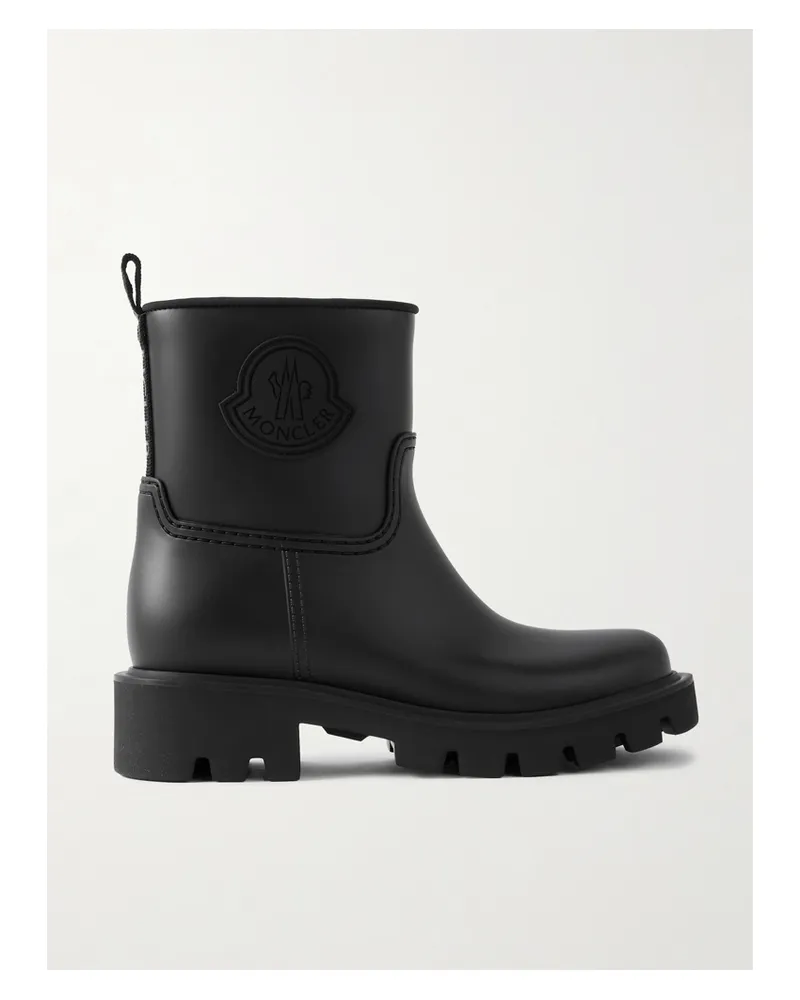 Moncler Kickstream Leather And Shell Ankle Boots - Black Black