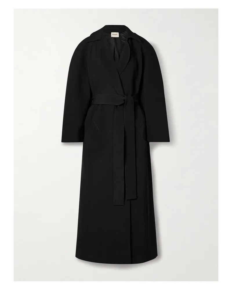 KHAITE Roth Mantel Aus Grain De Poudre Mit Bindegürtel - Schwarz Schwarz