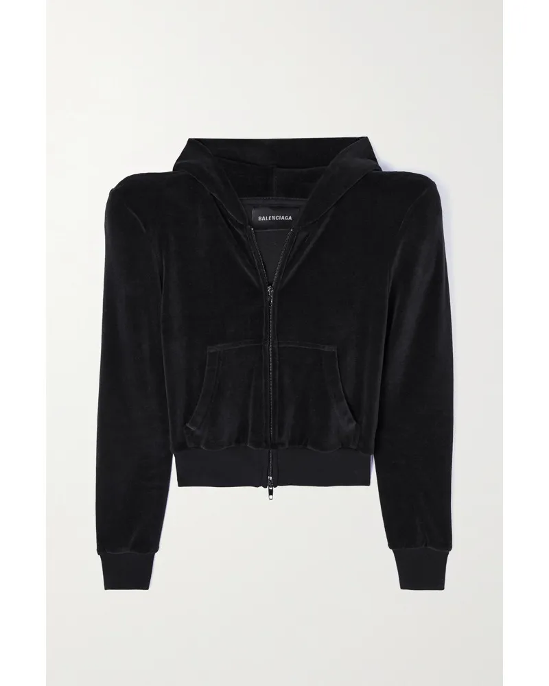 Balenciaga Kapuzenjacke aus Baumwollsamt Schwarz